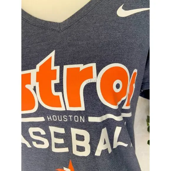 Nike Astros Houston Baseball Gray White & Orange V Neck T Shirt Women's SZ Small - Picture 5 of 10